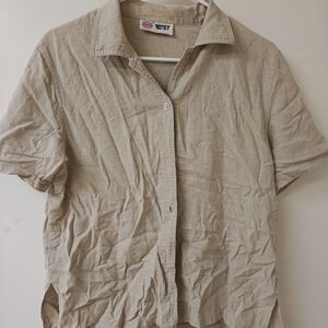 Casual Beige Button Down Shirt for